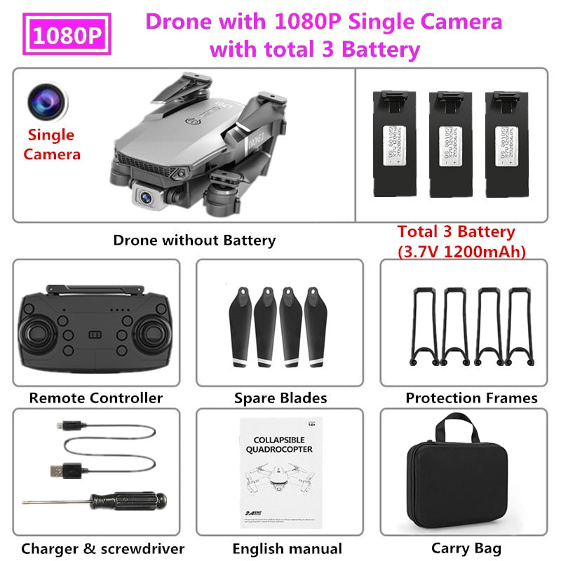 Standard Drone HD wide angle 4K WIFI 1080P FPV drone video live recording Quadcopter height to maintain drone camera VS e58