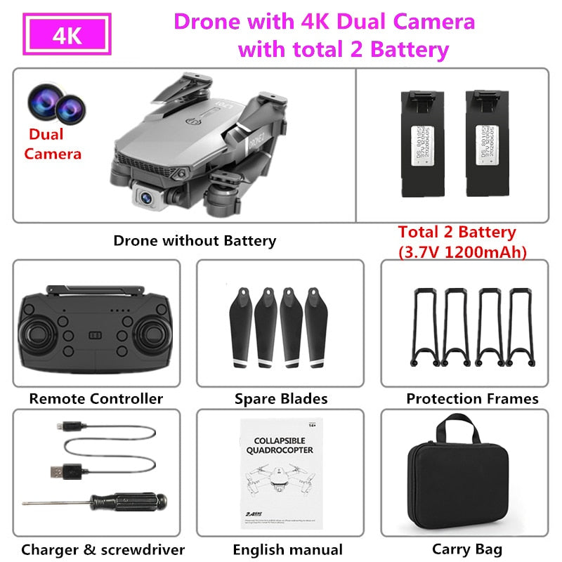 Standard Drone HD wide angle 4K WIFI 1080P FPV drone video live recording Quadcopter height to maintain drone camera VS e58