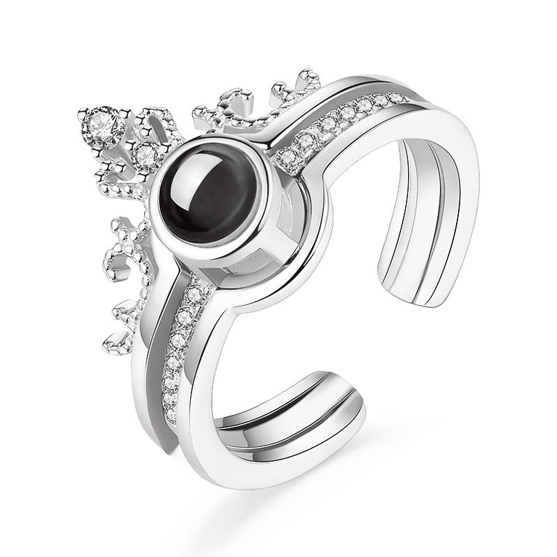 100 language i love you Rings Projection king queen crown ring men woemn Valentine gift
