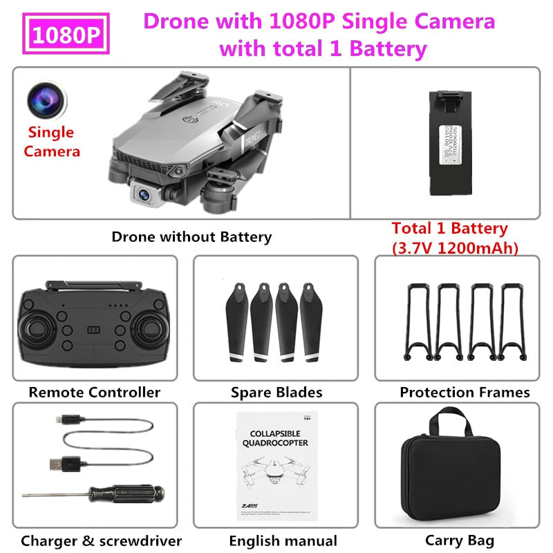 Standard Drone HD wide angle 4K WIFI 1080P FPV drone video live recording Quadcopter height to maintain drone camera VS e58