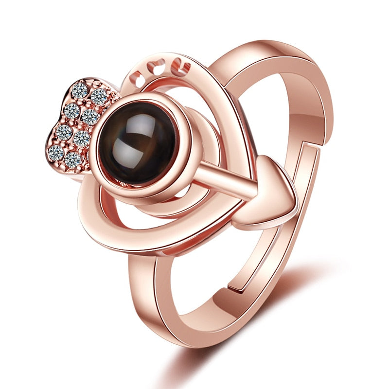 100 language i love you Rings Projection king queen crown ring men woemn Valentine gift