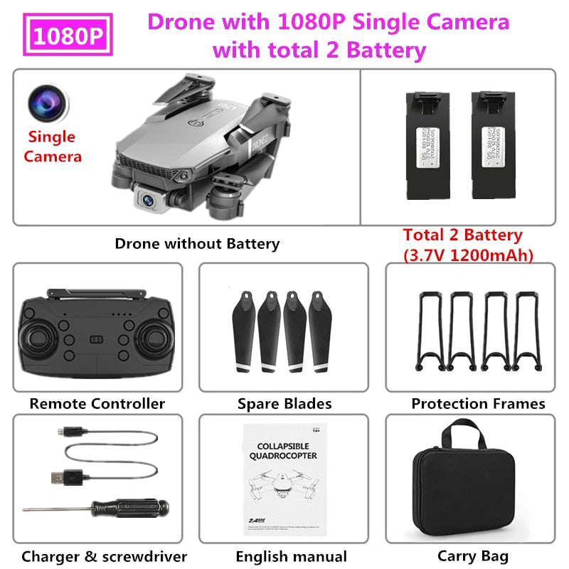 Standard Drone HD wide angle 4K WIFI 1080P FPV drone video live recording Quadcopter height to maintain drone camera VS e58